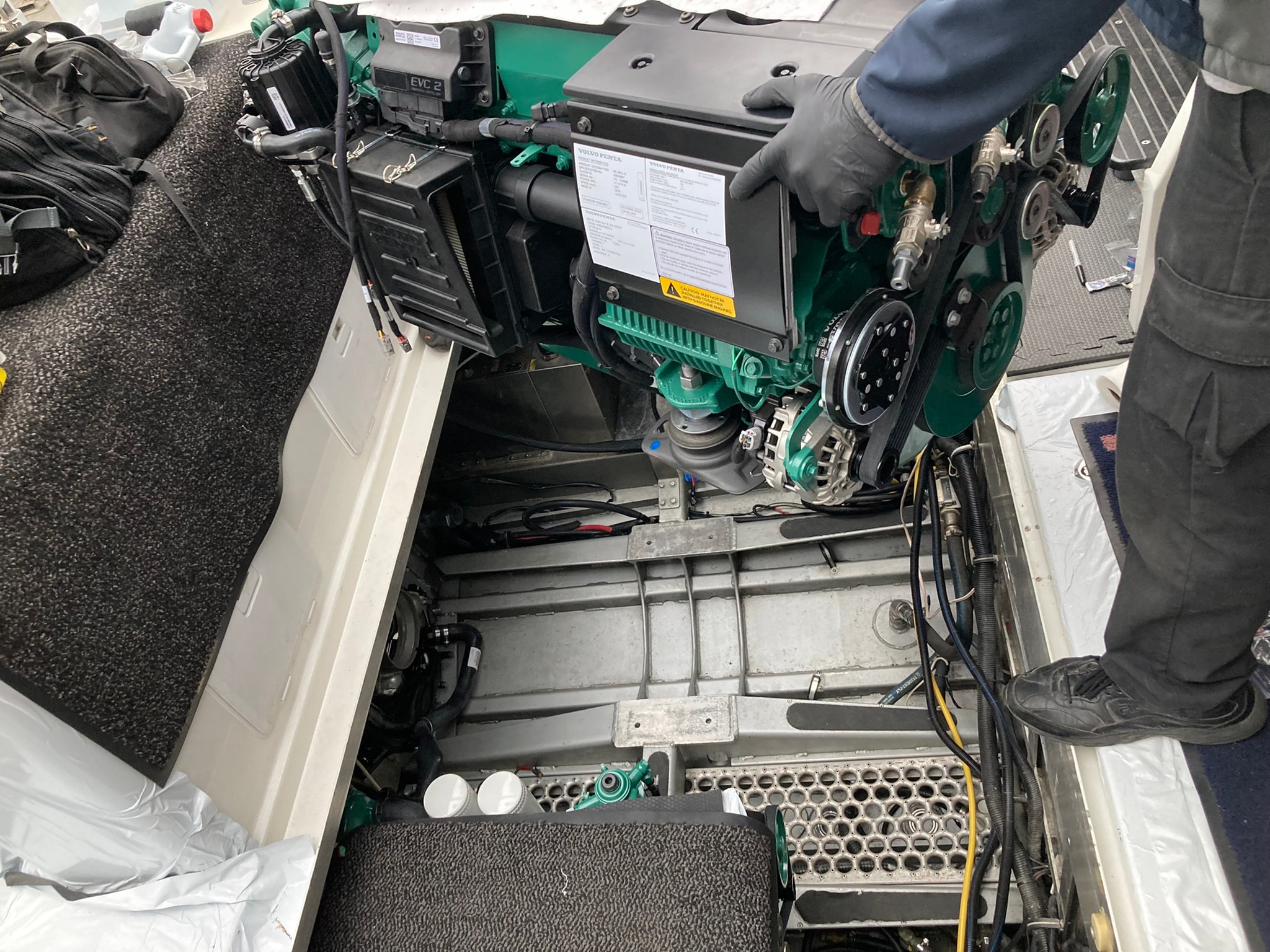Volvo Penta EVC engine installed in vessel engine bay